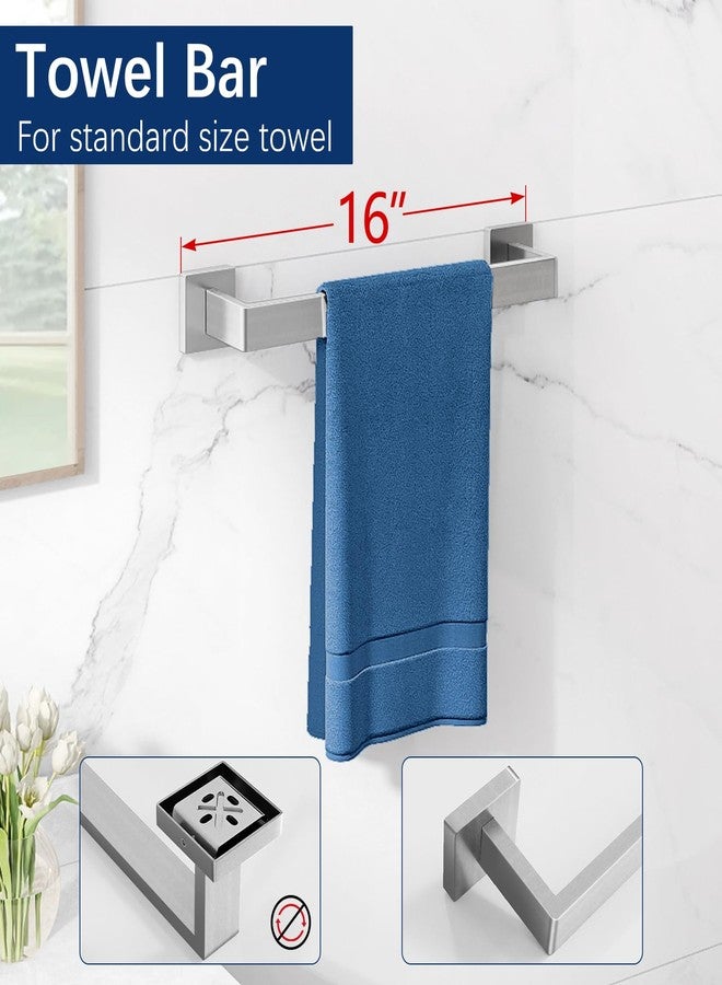 Gypie Brushed Nickel Towel Bar Set Wall Mounted, Bathroom Accessory Set 5-Pieces Bathroom Hardware Set 16In - Image 2