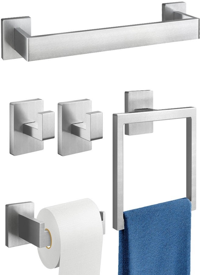 Gypie Brushed Nickel Towel Bar Set Wall Mounted, Bathroom Accessory Set 5-Pieces Bathroom Hardware Set 16In - Image 1