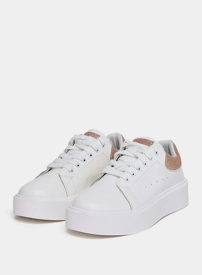 Styli Active Sparkle Contrast Trim Platform Sneakers
