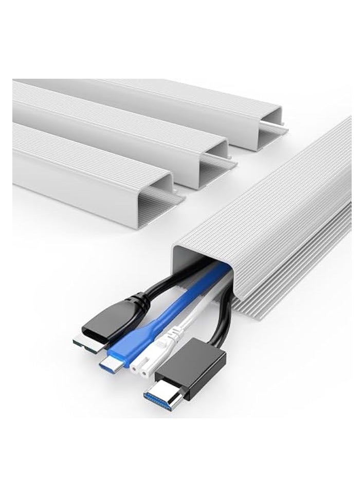إيروريكس وائٹ جے چینل کیبل ریس وے، 4 پیک، 15.7 انچ، کورڈ آرگنائزر برائے ڈیسک، ہوم آفس، L15.7in x W1.1in x H2.4in - Image 1