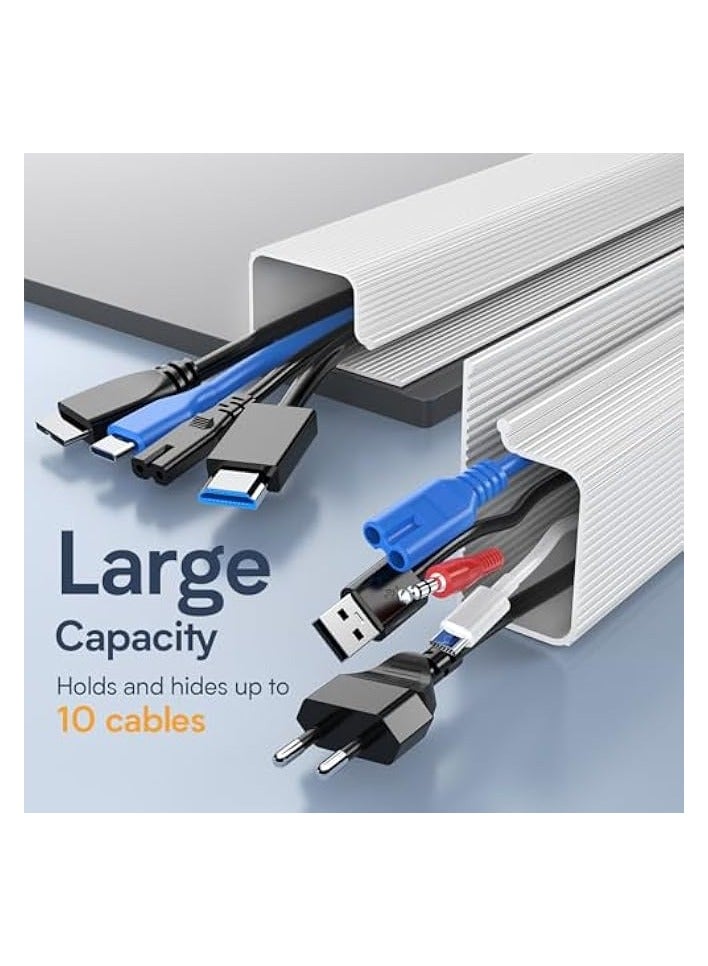 إيروريكس وائٹ جے چینل کیبل ریس وے، 4 پیک، 15.7 انچ، کورڈ آرگنائزر برائے ڈیسک، ہوم آفس، L15.7in x W1.1in x H2.4in - Image 4