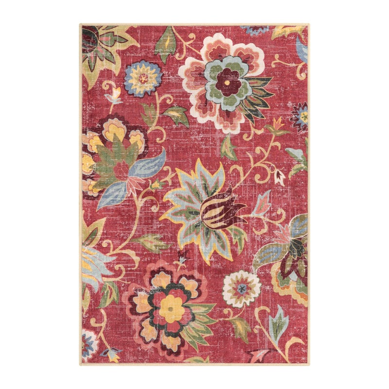 Beeiva Red Kitchen Rugs Non Slip Washable, 2x3 Floral Christmas Kitchen Entry Rug for Entryway Indoor Ultra Thin Small, Vintage Non-Shedding Front Door Mat Indoor Entrance Throw Carpet for Bathroom - Image 2