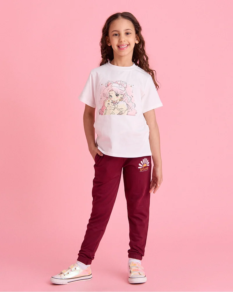 Redtag Girls White Printed T-Shirt