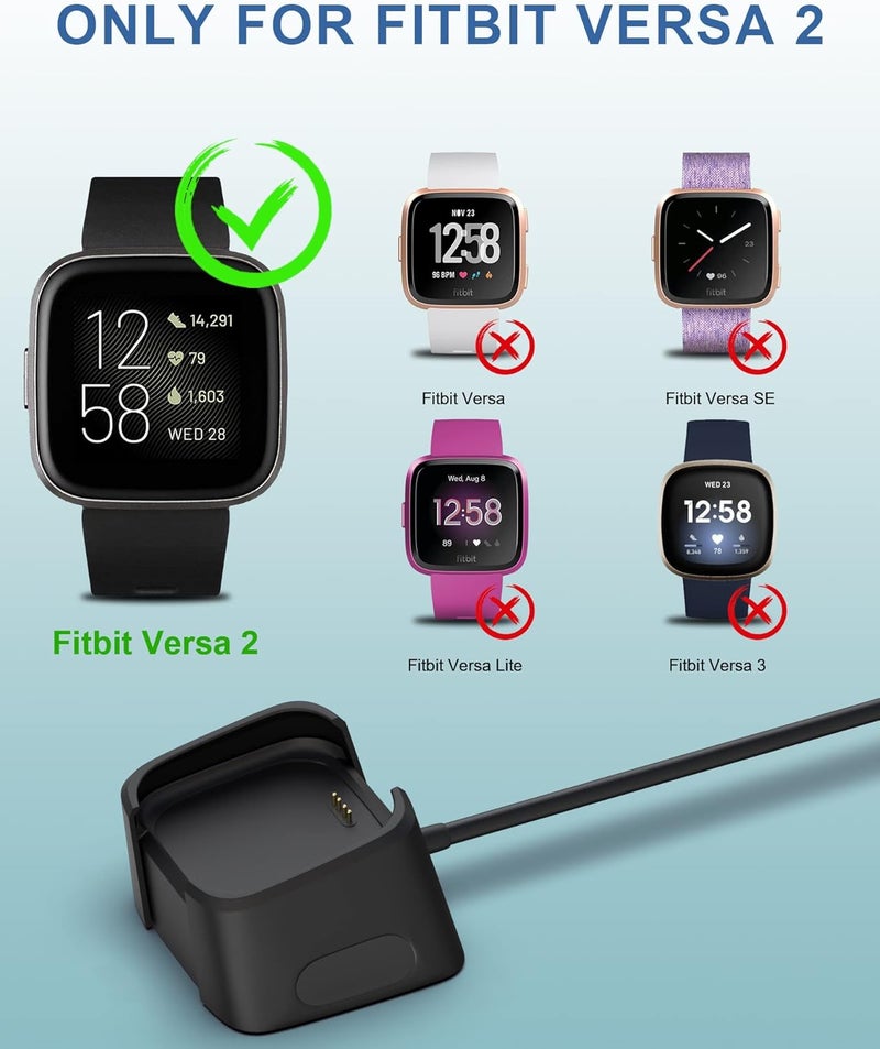 Bicmice 3.3Ft USB Charger Compatible with Fitbit Versa 2 Charger Dock Anti-Slip Replacement Smartwatch Charging Cable Stand(not for Versa/Versa Lite) - Image 2