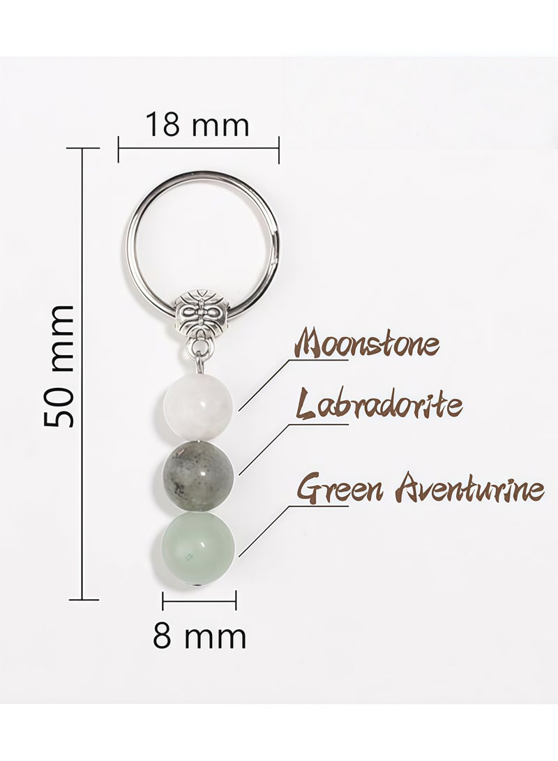 Crystal Stone Keychain with Massage Card,Stainless Steel Key Rings for Jewelry Making,Natural Healing Keychain - Image 2
