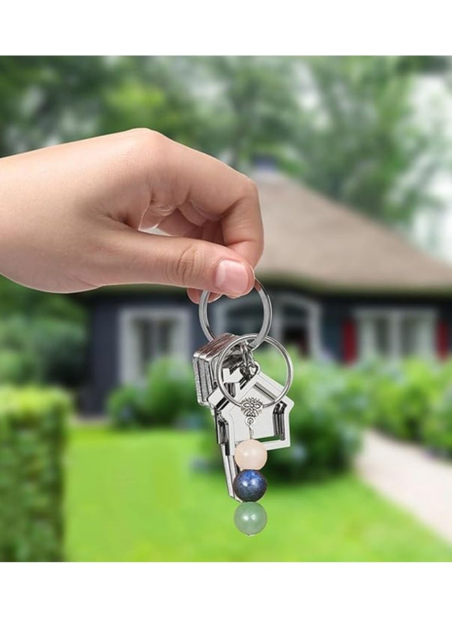 Crystal Stone Keychain with Massage Card,Stainless Steel Key Rings for Jewelry Making,Natural Healing Keychain - Image 5