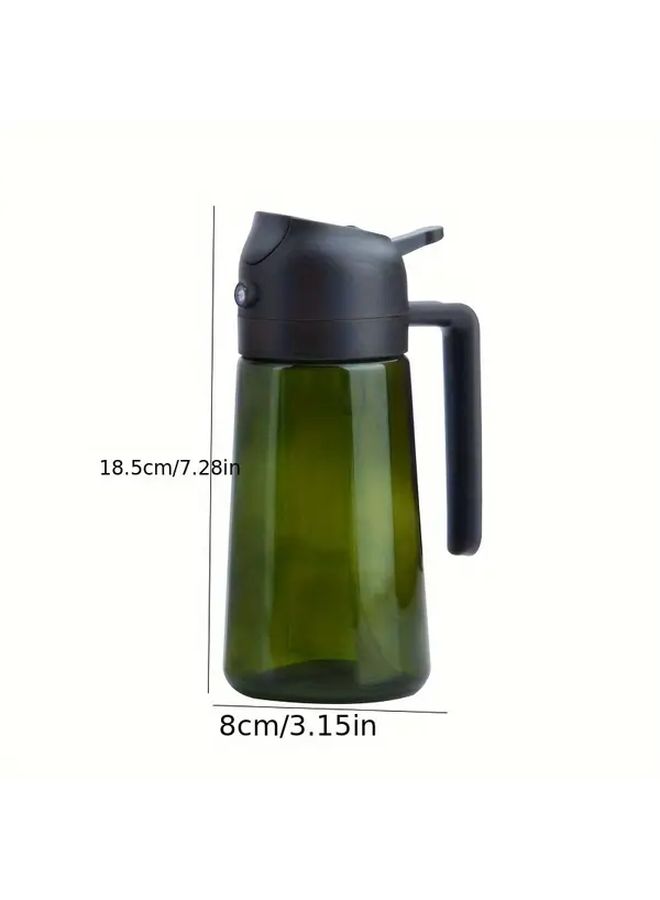 Dark Green 2 In 1 Oil Bottle And Sprayer With Automatic Flip Lid For Kitchen Cooking - Image 3