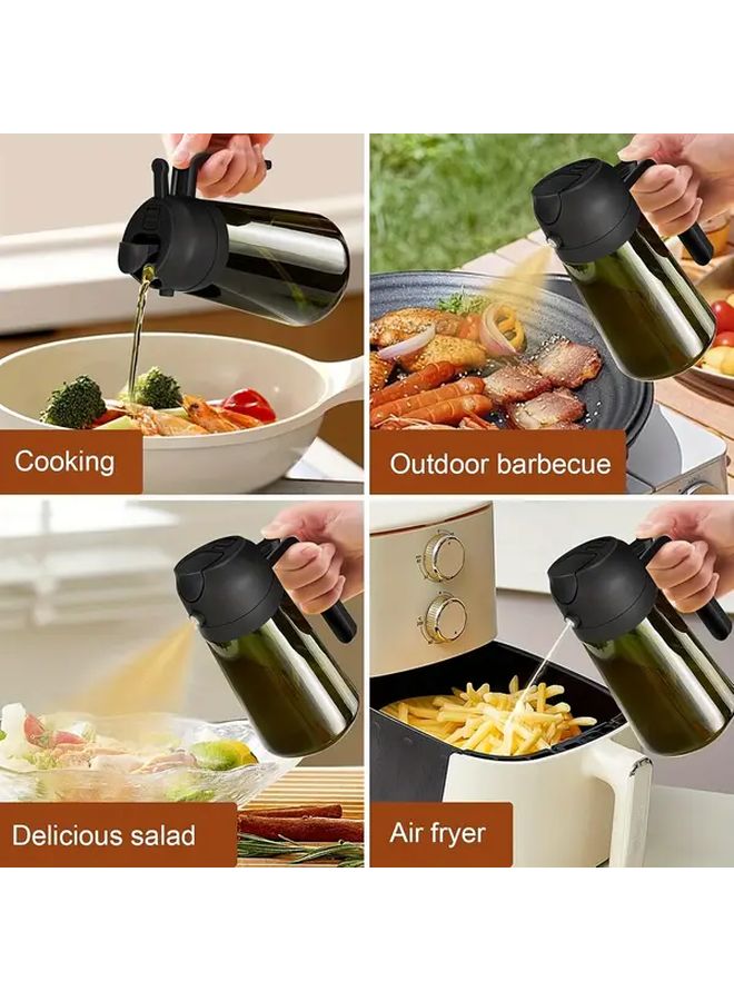 Dark Green 2 In 1 Oil Bottle And Sprayer With Automatic Flip Lid For Kitchen Cooking - Image 5
