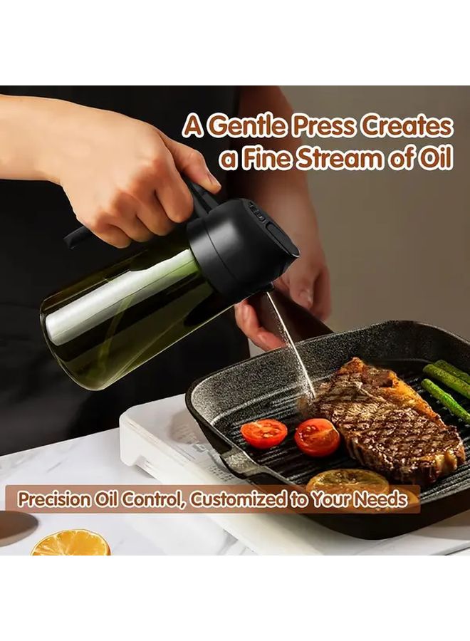 Dark Green 2 In 1 Oil Bottle And Sprayer With Automatic Flip Lid For Kitchen Cooking - Image 2