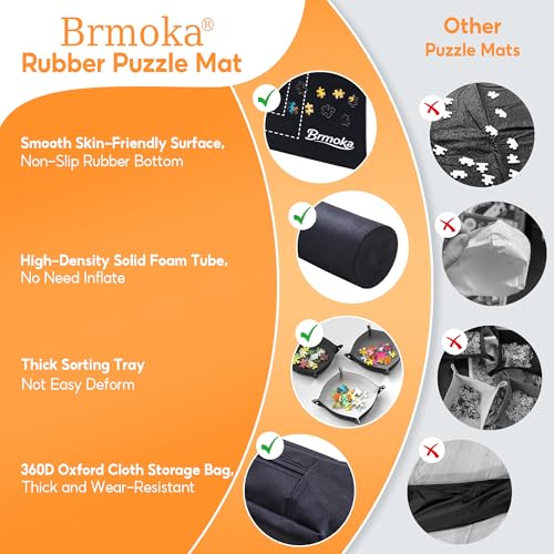 Brmoka Jigsaw Puzzle Mat Roll Up Puzzles Saver Pad 55 x 36 Portable Puzzle Board Keeper Up to 3000 Pieces NonSlip Rubber Bottom and Smooth Top with 4 Puzzle Sorting Trays Travel Storage Bag Gift Box - Image 5