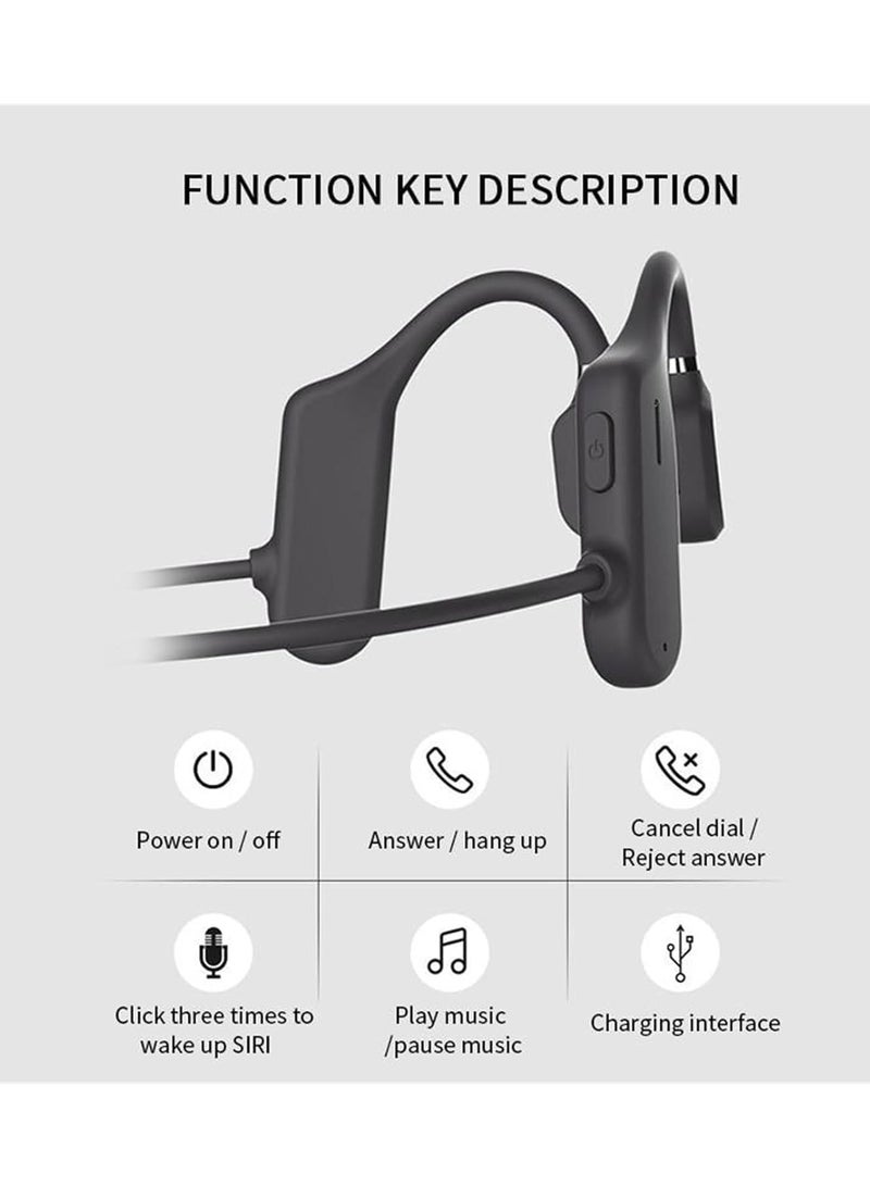 DYY-1 Wireless Sports Bluetooth Earphones Earhook Air Bone Conduction Earphones Sweatproof and Waterproof Wireless Bluetooth Sports Earphones for Running, Hiking, Cycling (Grey) - Image 3