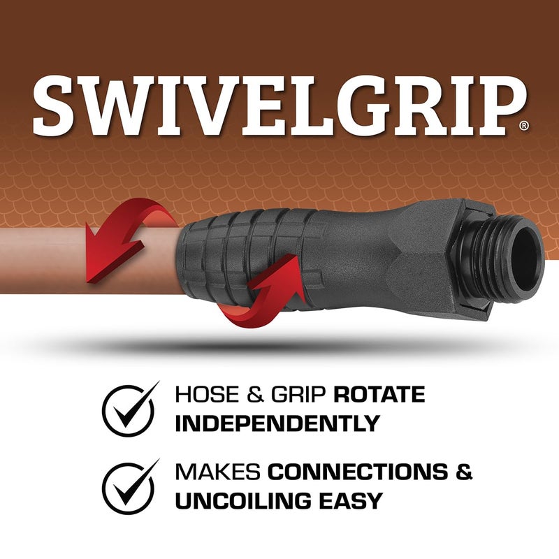 Flexzilla Colors SwivelGrip Garden Hose 5/8 in. x 25 ft., Lightweight All-Weather Water Hose, Durable and Flexible, Leak-Free Connections, Red Clay - Image 3