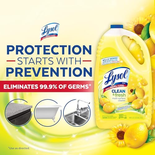 Lysol Multi-Surface Cleaner, Sanitizing and Disinfecting Pour, to Clean and Deodorize, Sparkling Lemon and Sunflower Essence, 144 Fl Oz - Image 2