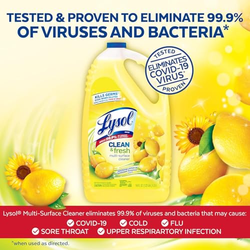 Lysol Multi-Surface Cleaner, Sanitizing and Disinfecting Pour, to Clean and Deodorize, Sparkling Lemon and Sunflower Essence, 144 Fl Oz - Image 3