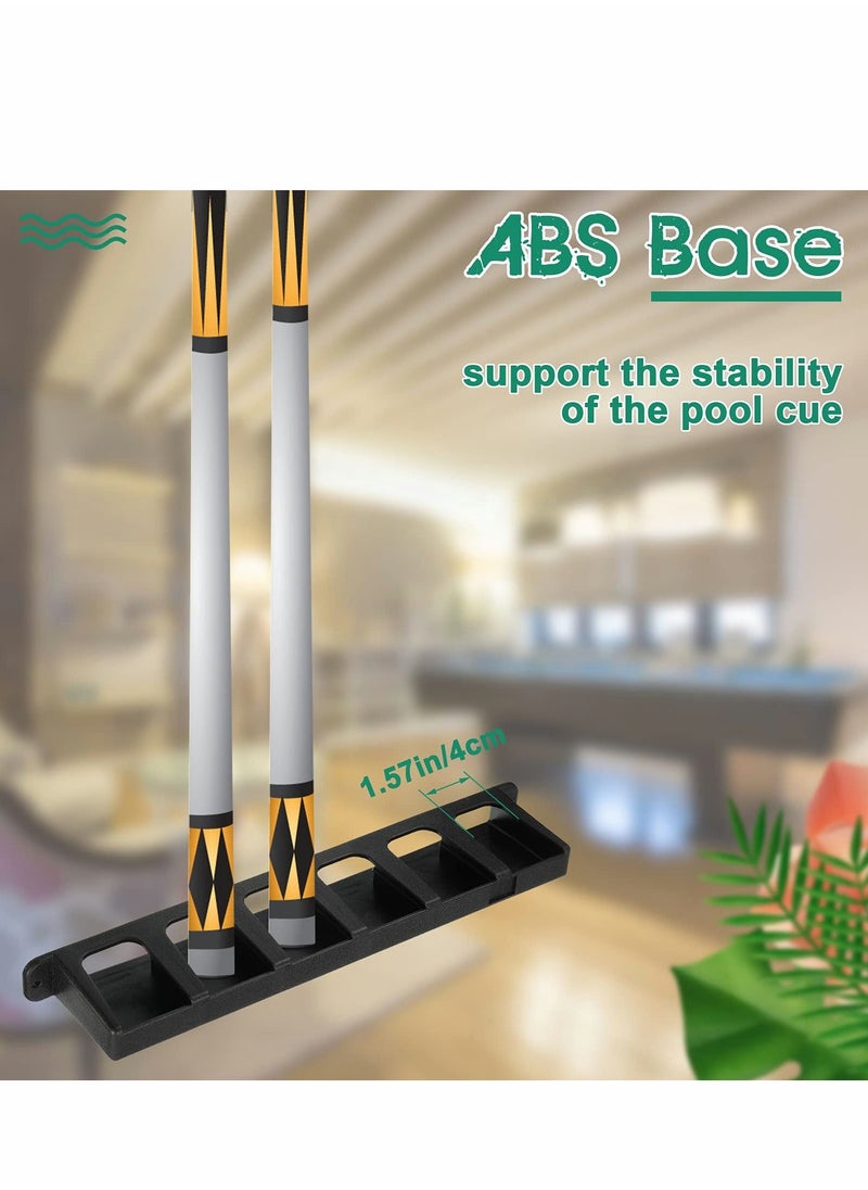 Y&D Pool Cue Rack, Wall Mounted Stick Holder with EVA Clip, Plastic Billiard Accessories for Game Room Clubs Players(Black, 6 Cues)  - Image 2