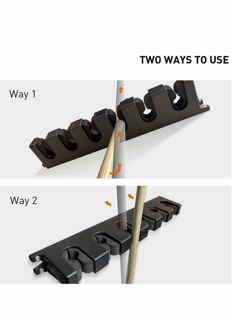 Y&D Pool Cue Rack, Wall Mounted Stick Holder with EVA Clip, Plastic Billiard Accessories for Game Room Clubs Players(Black, 6 Cues)  - Image 5