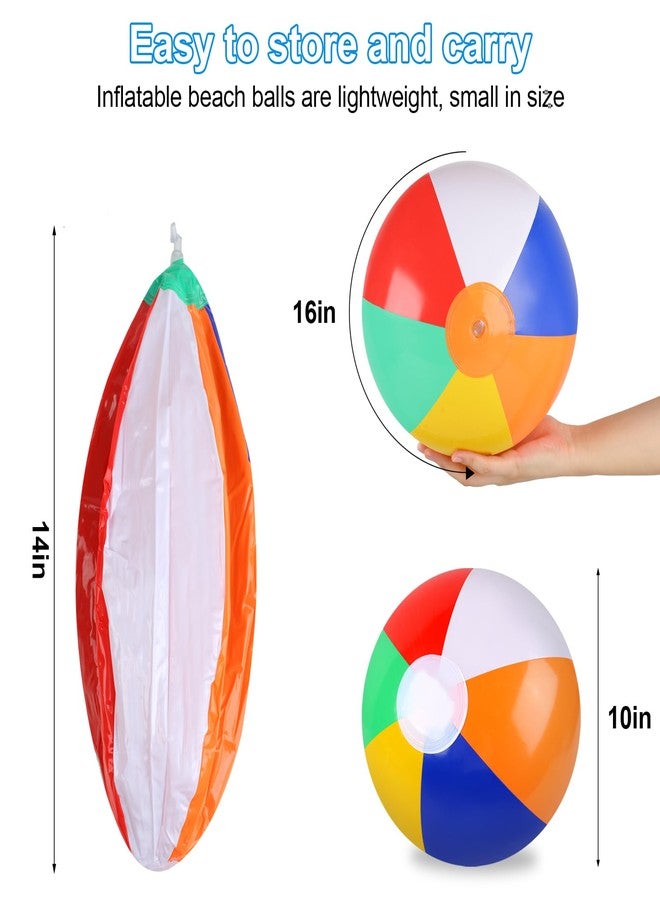 Rindion 6 Pack Beach Balls, 10 Inch Beach Balls for Kids, Rainbow Color Pool Toys Pool Balls for Swimming Pool, Beach Toys Inflatable Ball for Summer Parties and Water Games - Image 2