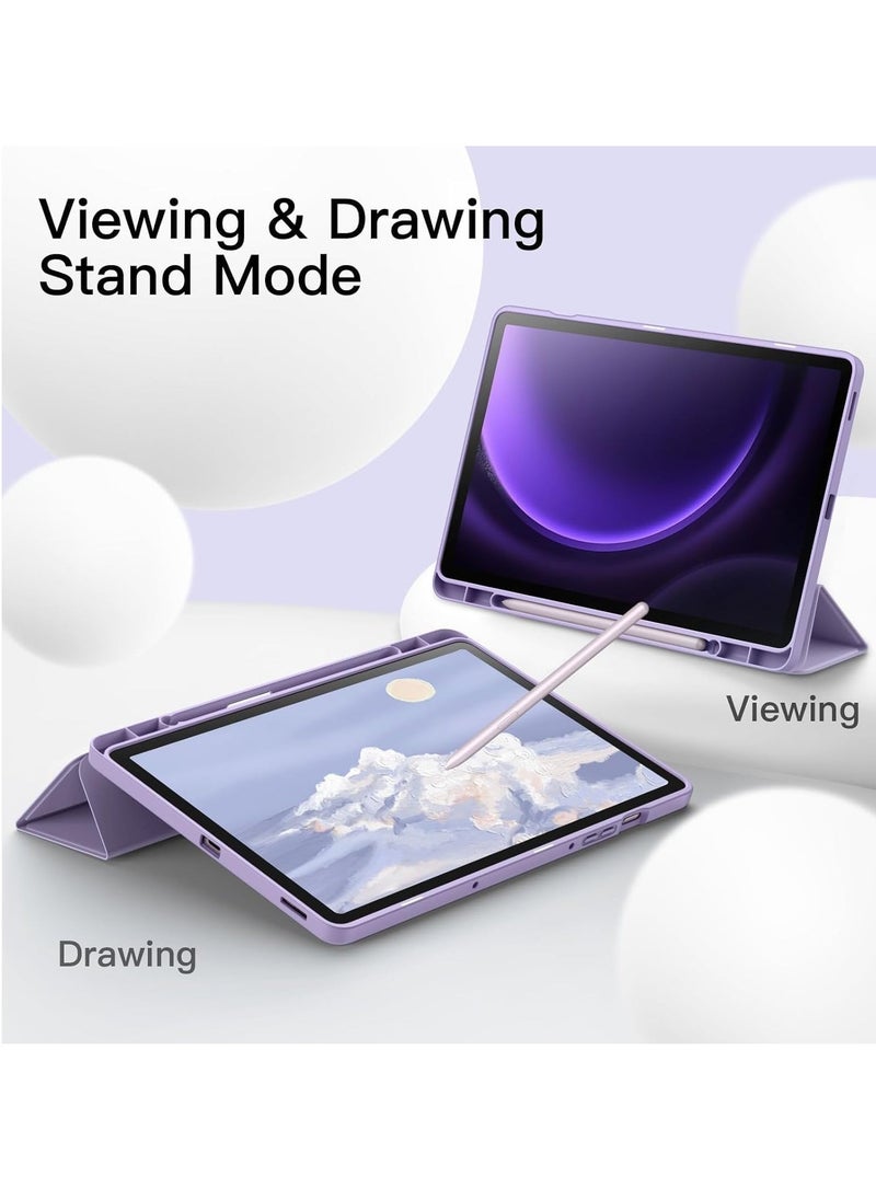 ELTRAZONE Case for Tab S9 FE 10.9-Inch with S Pen Holder - Soft TPU Tri-Fold Stand Protective Tablet Cover, Supports S Pen Charging, Auto Wake/Sleep - Purple - Image 4