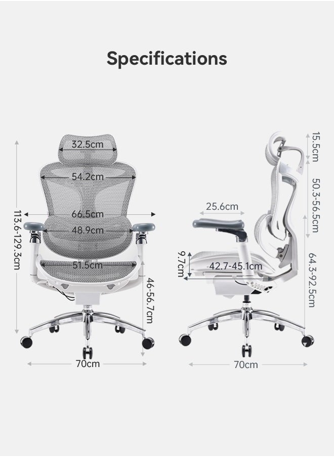 Sihoo دورو C300 برو مريح مكتب الرئاسة ، مع سوبر لينة 6D مسند ذراع ، مكتب الرئاسة المنزلية دينامية دعم الخصر ، قابل للتعديل مكتب الرئاسة مع مسند الظهر ، كرسي دوار مكتب كبير الارتفاع ( أبيض )