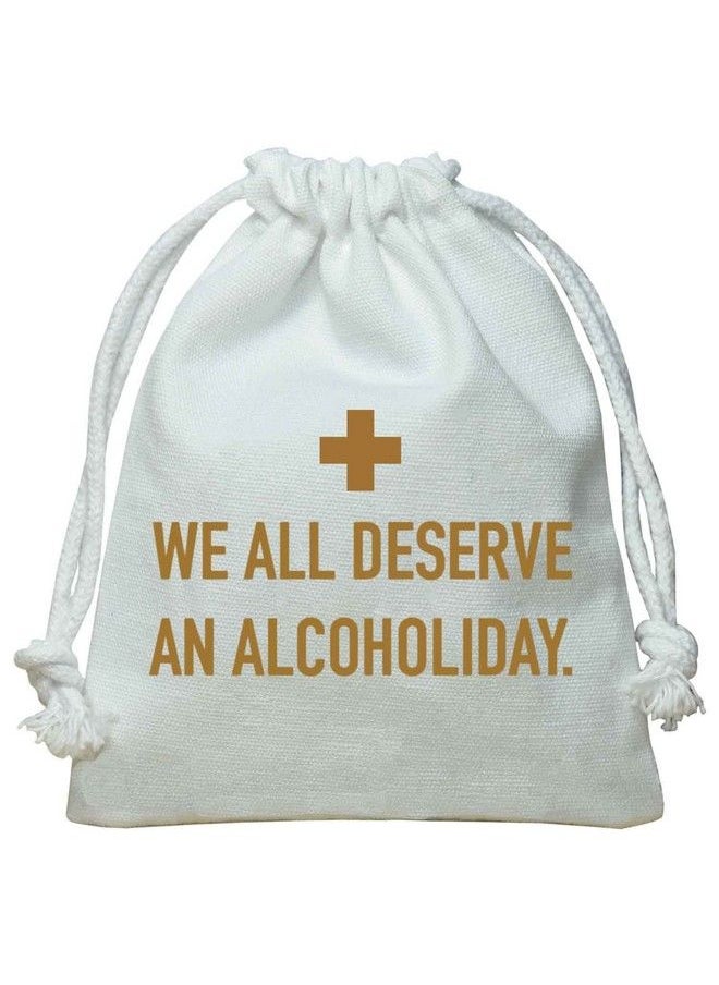Funcart Unisex We All Deserve An Alcoholiday Hangover Kit Pouch (White) For Wedding Party Bachelor Bachelorette Special Occasion Special Needs  - Image 1