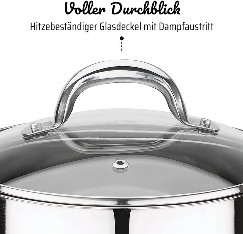 GSW Montreal Vegetable Pot - High Quality Cooking Pot with Lid, Safe Cold Metal Handles, Induction and Oven Safe - Stainless Steel, 20 cm, 5 Litres - Image 4