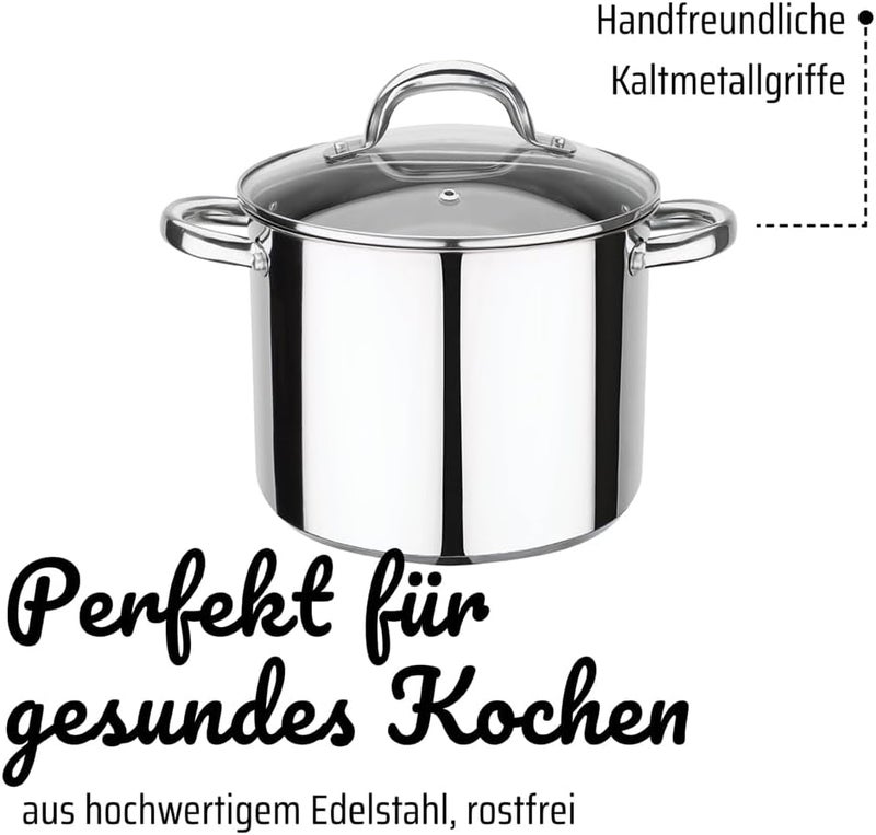 GSW Montreal Vegetable Pot - High Quality Cooking Pot with Lid, Safe Cold Metal Handles, Induction and Oven Safe - Stainless Steel, 20 cm, 5 Litres - Image 3