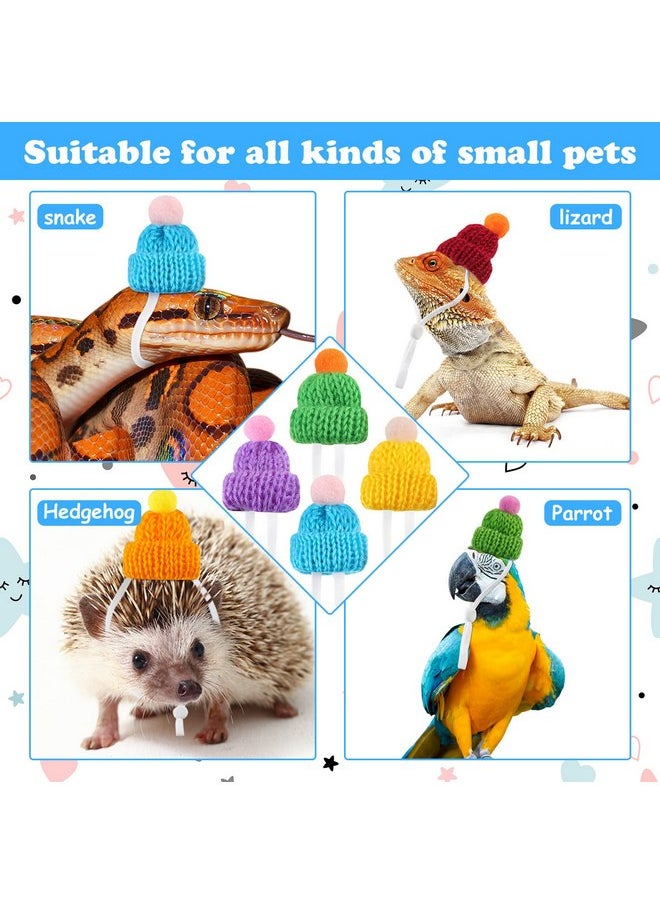 Mtlee - 20 Pcs Pet Snake Hat with Adjustable Elastic Chin Strap, Small Reptile Animal Hamster Knitted Hat Pompon Mini Hats for Pets Snake Ball Python Lizard Guinea Pig Chameleon Iguanas Accessories Decoration - Image 1