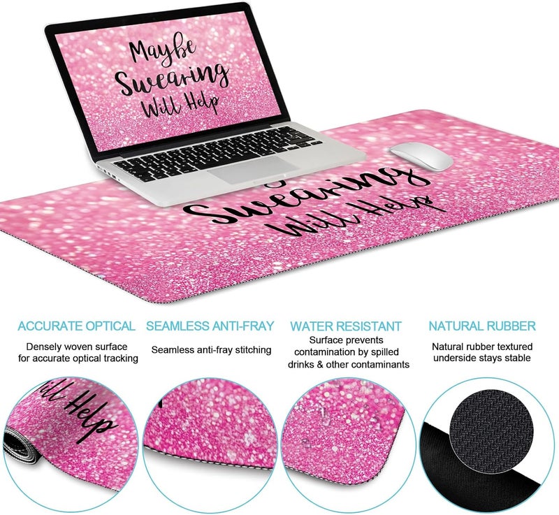 LIMKRIAN Pink Mouse Pad Set, Ergonomic Mouse Pad with Wrist Rest Keyboard Wrist Support, Large Desk Matt for Desktop, Gaming Mousepad Cup Coaster Set, Cute Pink Office Desk Accessories Decor Supplies - Image 3