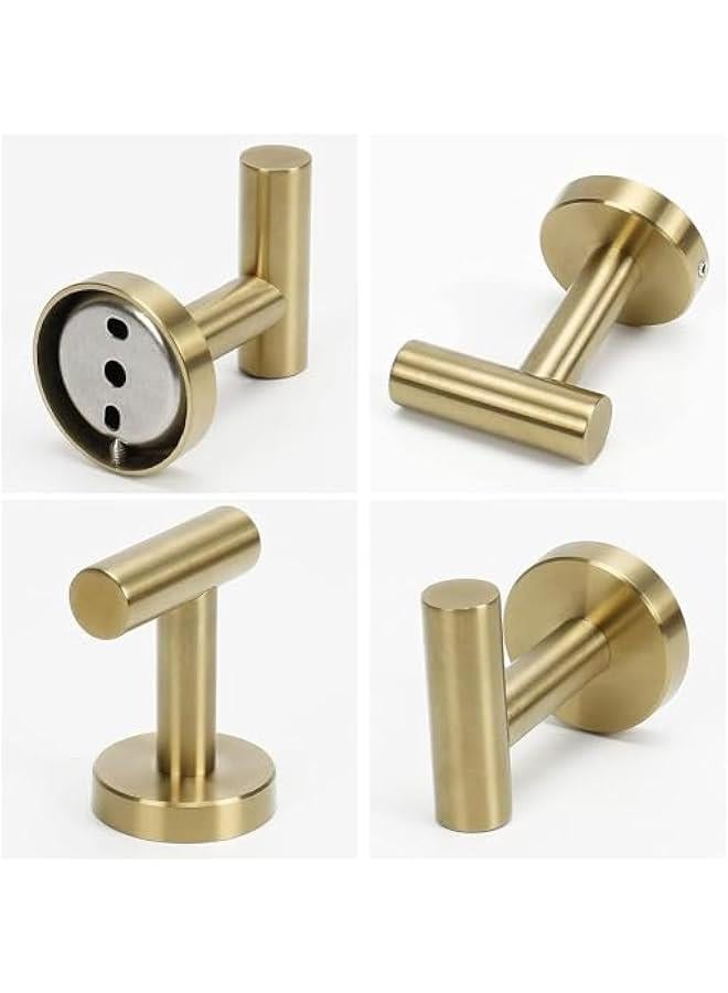 HOOKOR 4 Pack Wall Towel Hooks Bathroom Coat Hook Stainless Steel Heavy Duty Door Hanger Towel Robe Clothes Cabinet Closet Wall Hook for Bathroom Bedroom Kitchen Hotel Pool (Brushed Gold-Drill hook) - Image 4