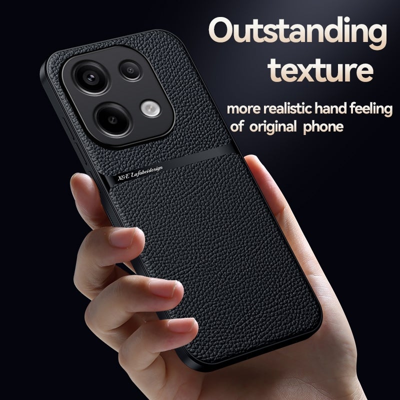 HuHa Protective Cover For Redmi Note 13 4G Global Litchi Leather Magnetic Full Coverage Shockproof Phone Case(Blue) - Image 3