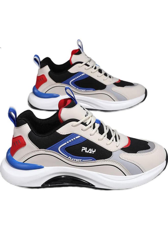 Playboy Dad Shoes For Men, Summer Men'S Shoes, Thick-Soled Breathable Casual Shoes, Men'S Sneakers, Beige/Black, Size 42 - Image 1