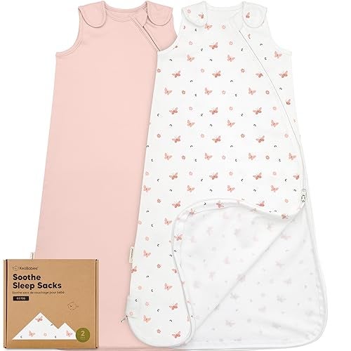 2Pack Organic Baby Sleep Sacks 100 Cotton Soft Breathable 05TOG Baby Wearable Blanket Toddler Sleeping Sack 618 months Easy to Wear Transitional Swaddles for Newborns Butterflies M