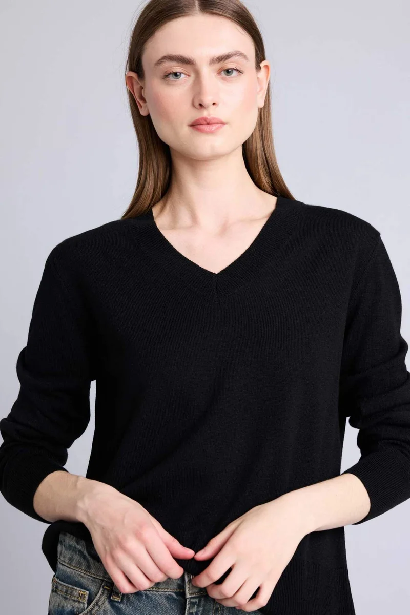 Defacto Relax Fit V-Neck Pullover