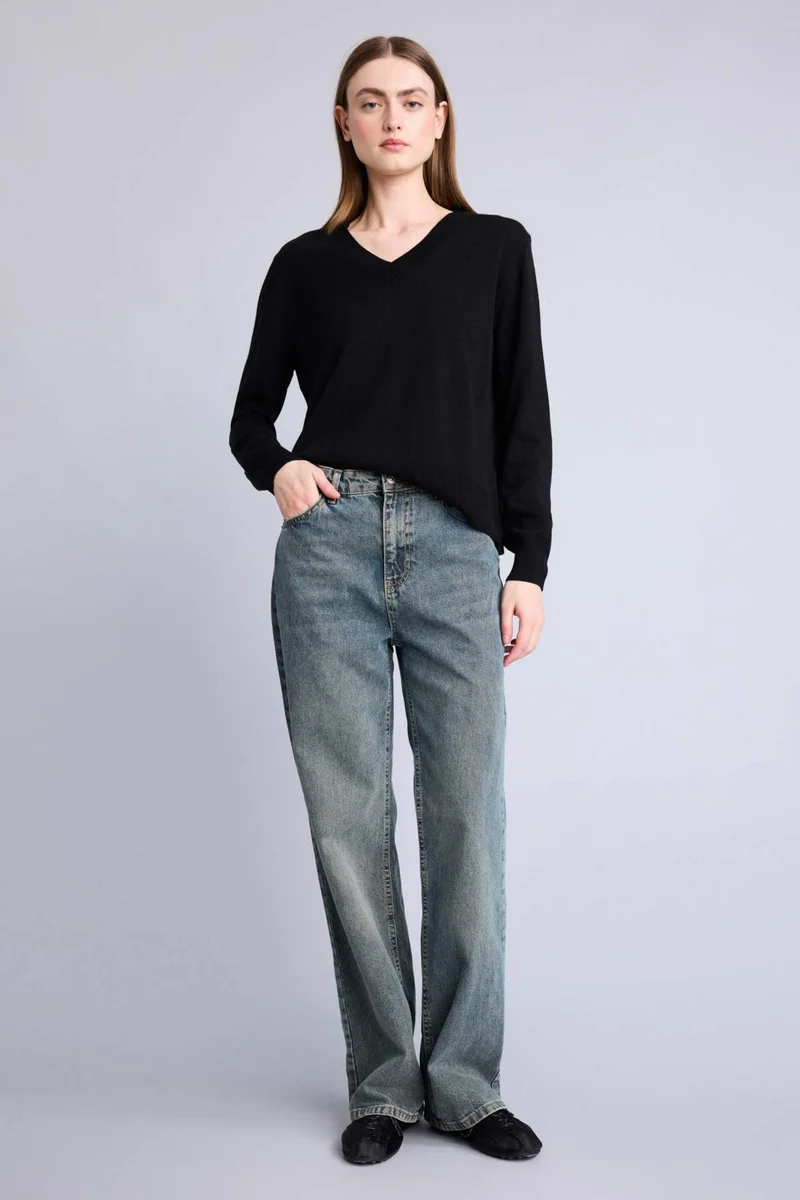 Defacto Relax Fit V-Neck Pullover