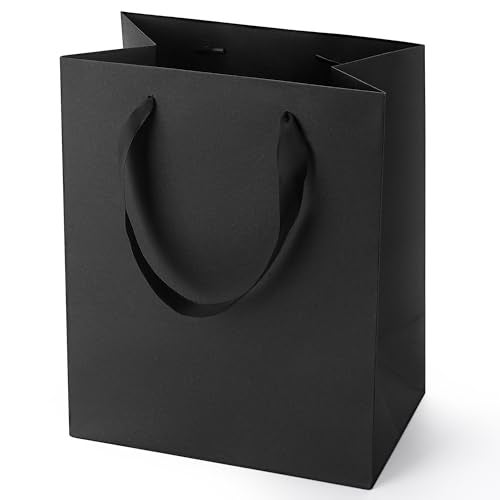 MOXARYSU Black Gift Bags With Handles 8x5x10 Inch 5pcs Black Paper Bags Medium Bulk For Party Shopping Birthday Wedding M5 - Image 2