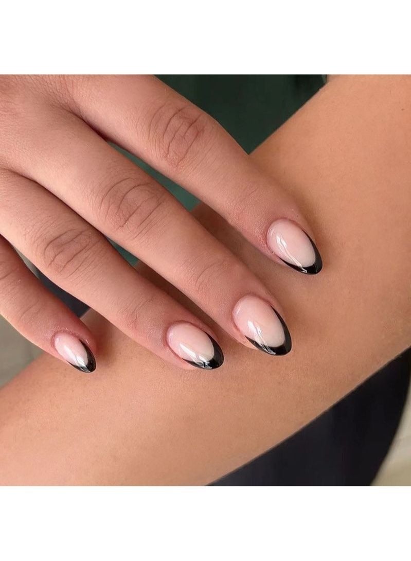 Generic Simple Black Short Fake Nails 24Pcs - Image 1