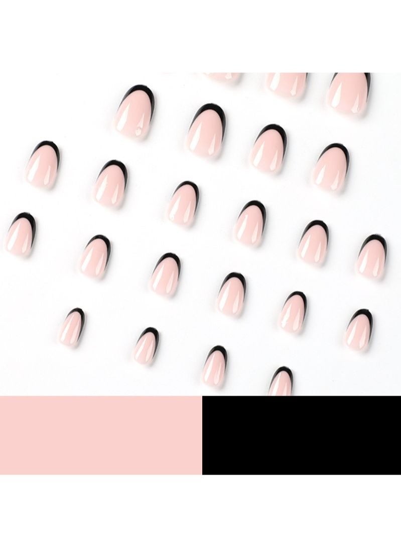 Generic Simple Black Short Fake Nails 24Pcs - Image 5