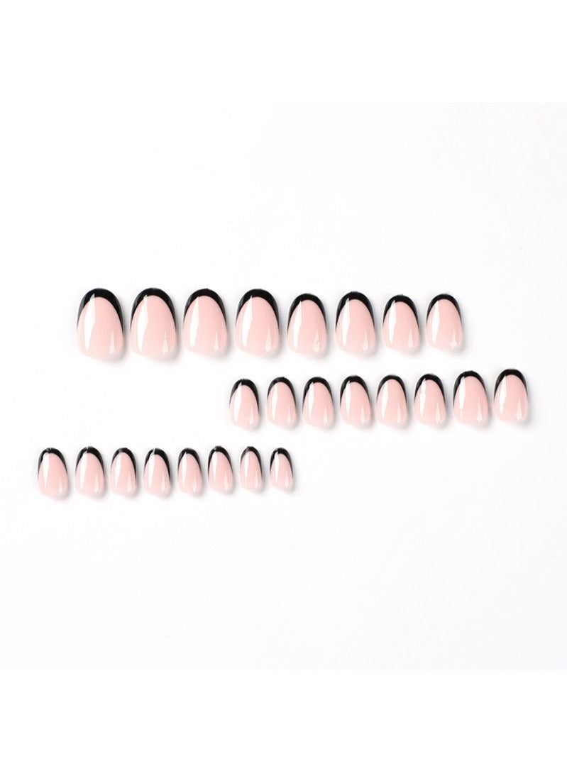 Generic Simple Black Short Fake Nails 24Pcs - Image 4