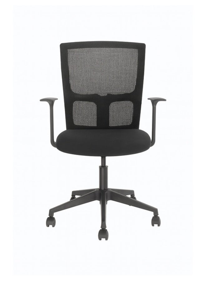 YI ONE Office Chair CH-183B-HS – Mesh Computer Chair with Ergonomic Low Back Design, Swivel Executive Chair with Height Adjustment, Wheels & Armrests, Black, 66×48×75 cm - Image 1