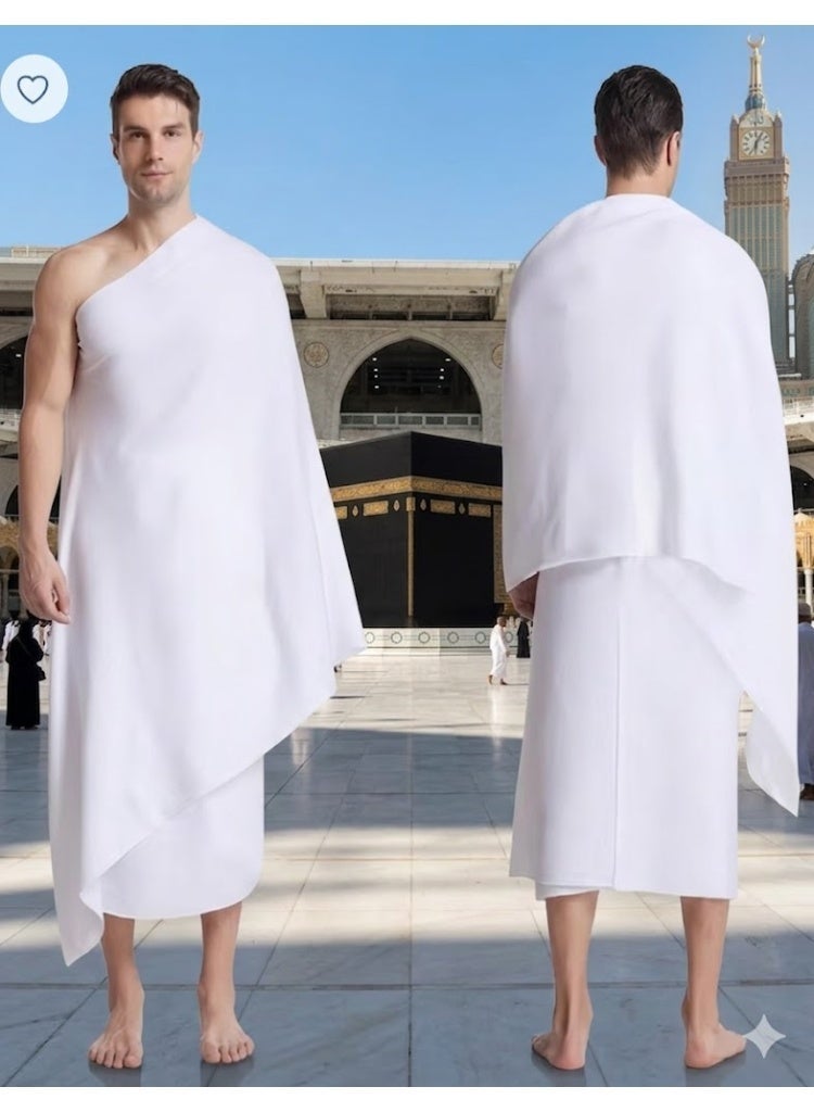 Evva Men Ihram Set 2 Piece for Hajj and Umrah Soft Lightweight quick-drying 1200 GSM 110x210 cm - Image 5
