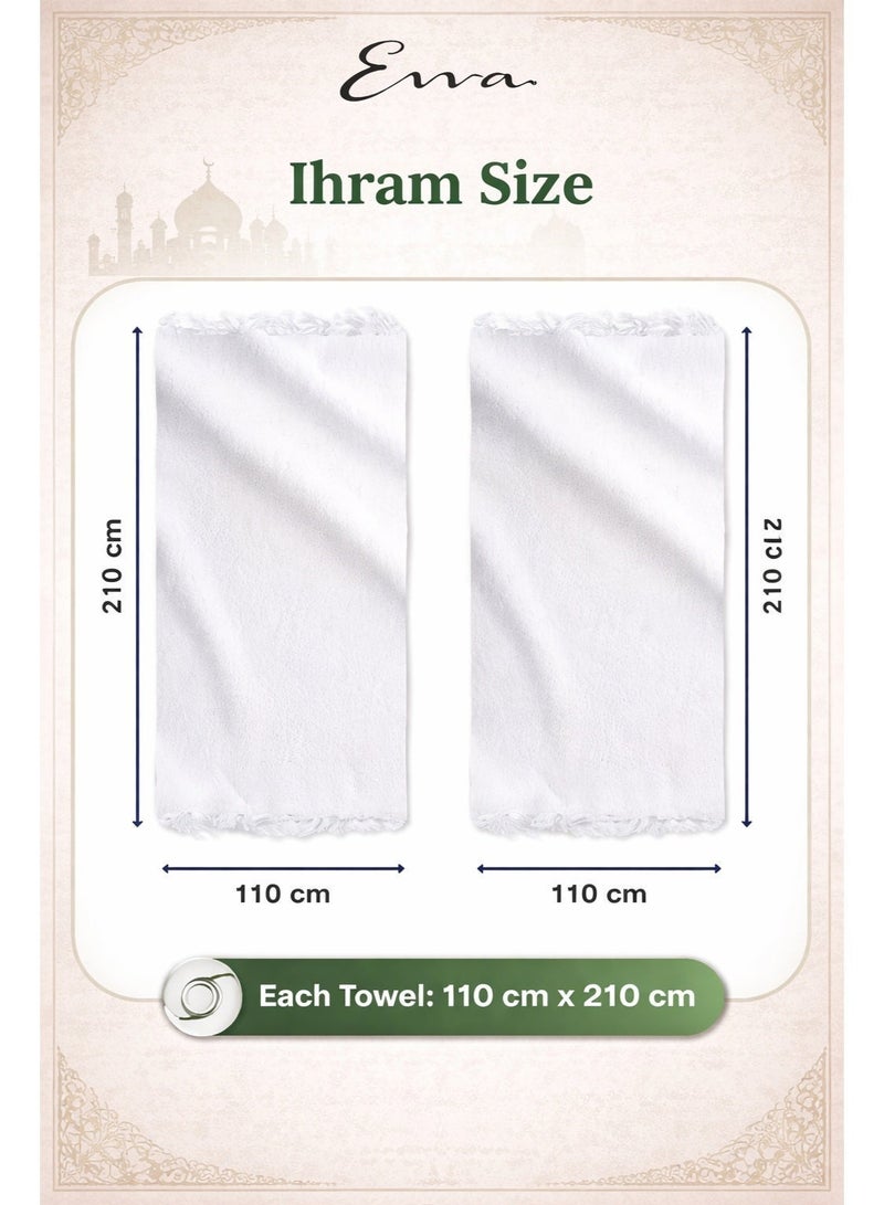 Evva Men Ihram Set 2 Piece for Hajj and Umrah Soft Lightweight quick-drying 1200 GSM 110x210 cm - Image 3