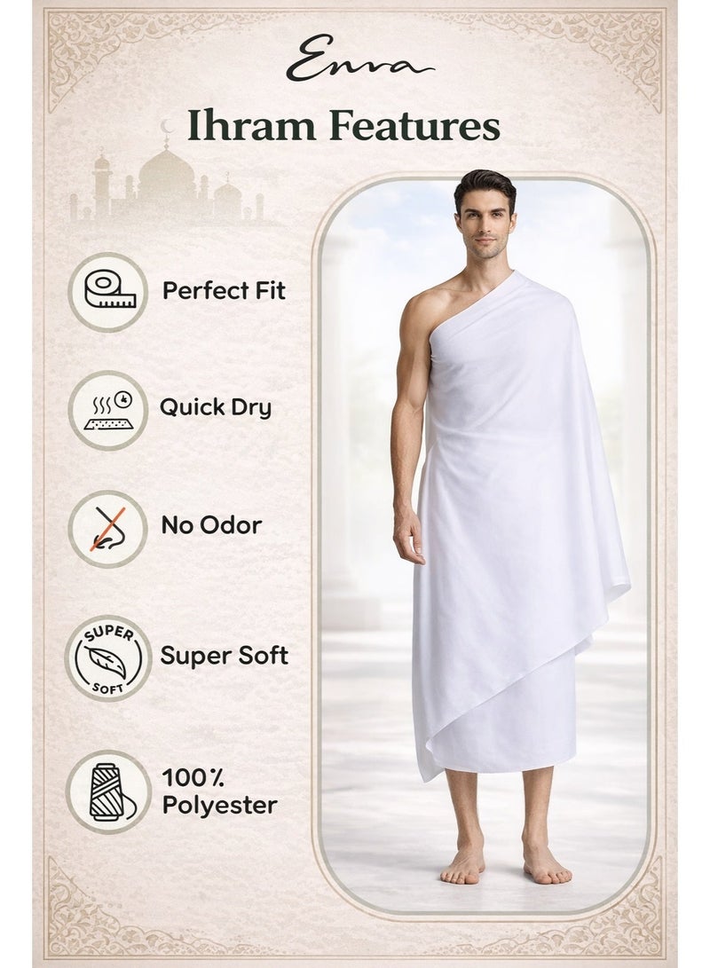 Evva Men Ihram Set 2 Piece for Hajj and Umrah Soft Lightweight quick-drying 1200 GSM 110x210 cm - Image 4