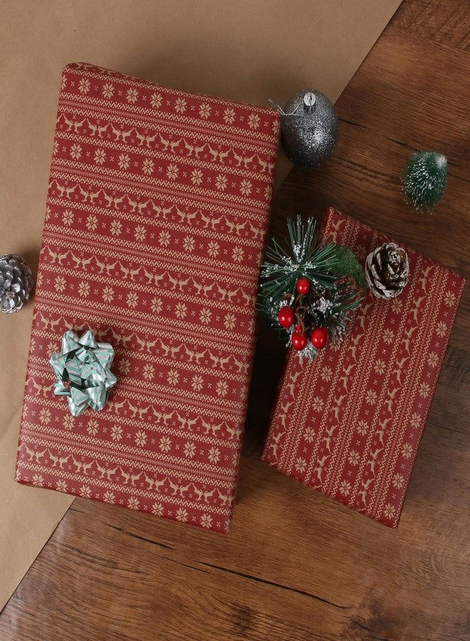 Aimyoo Kraft Christmas Wrapping Paper Jumbo Roll, Red Stripe Reindeer Snowflakes Design, Xmas Gift Wrap Paper 30 inch x 100 ft - Image 5
