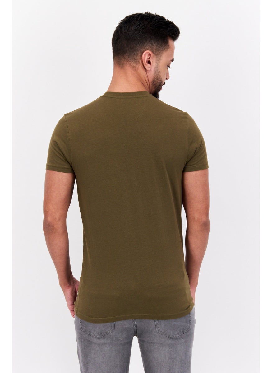 Canadian Peak Men Crew Neck Short Sleeve One Pocket T-Shirt, Olive  - Image 2