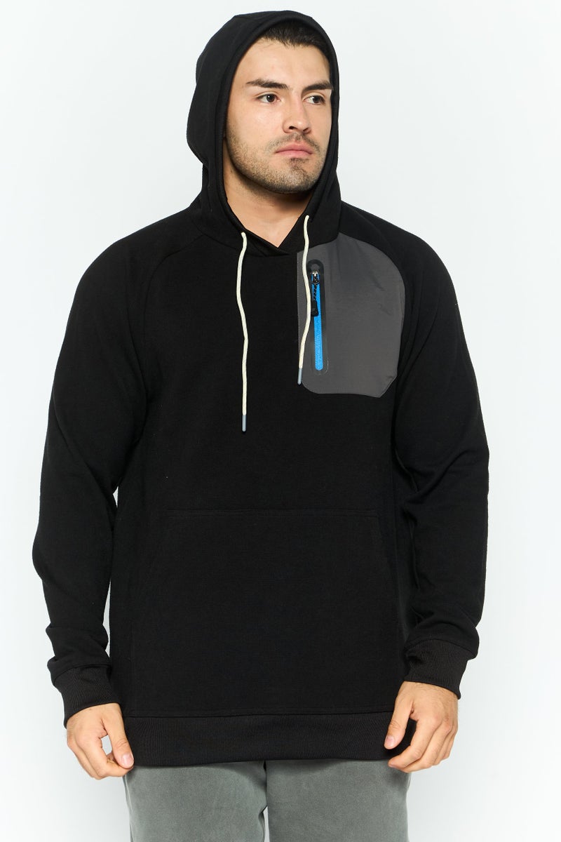 Avalanche Men Sportswear Fit Textured Long Sleeves Outdoor Sweatshirt, Black  - Image 1
