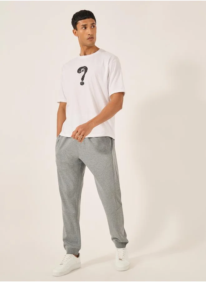 Styli Slim Fit Double Panel Fleece Joggers with Ribbed Cuffs