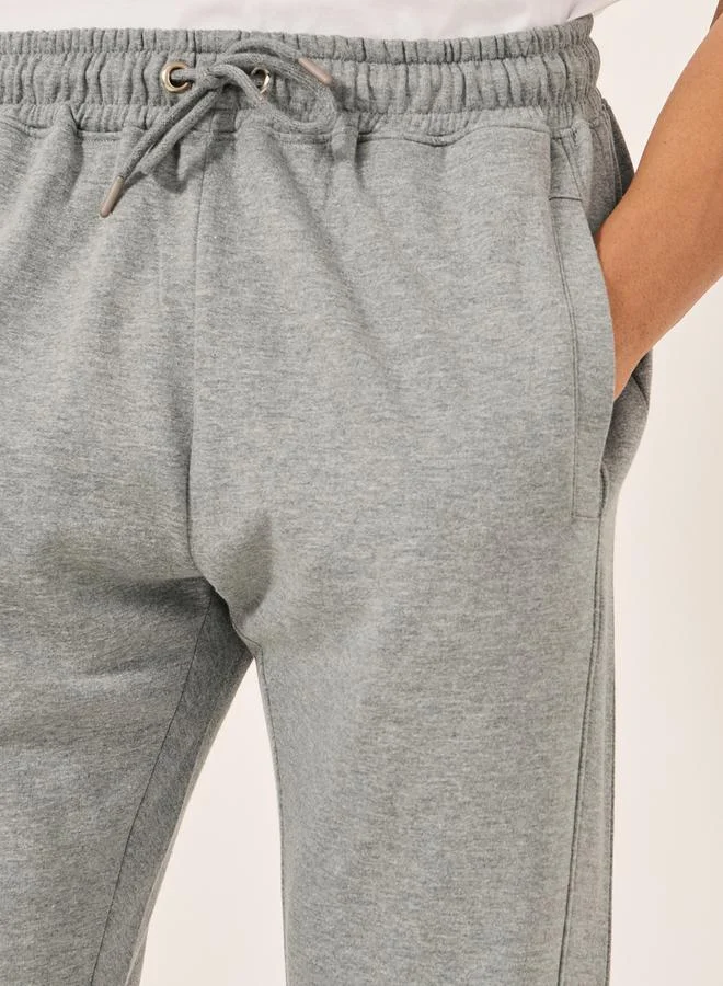 Styli Slim Fit Double Panel Fleece Joggers with Ribbed Cuffs