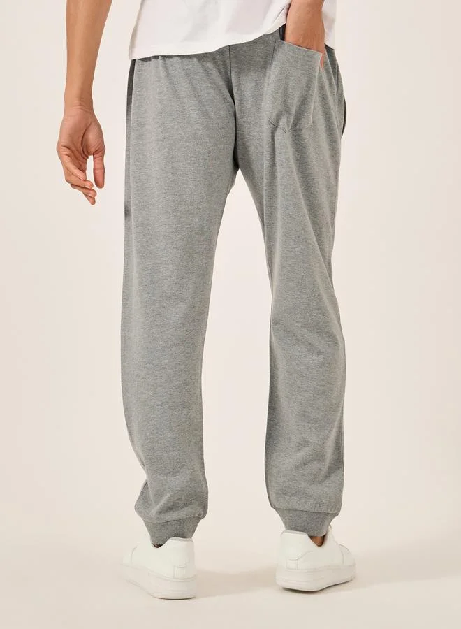 Styli Slim Fit Double Panel Fleece Joggers with Ribbed Cuffs