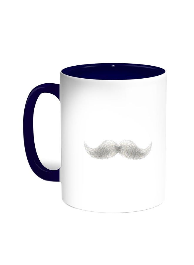 RKN Mustache Printed Coffee Mug Blue/White 11ounce - Image 2