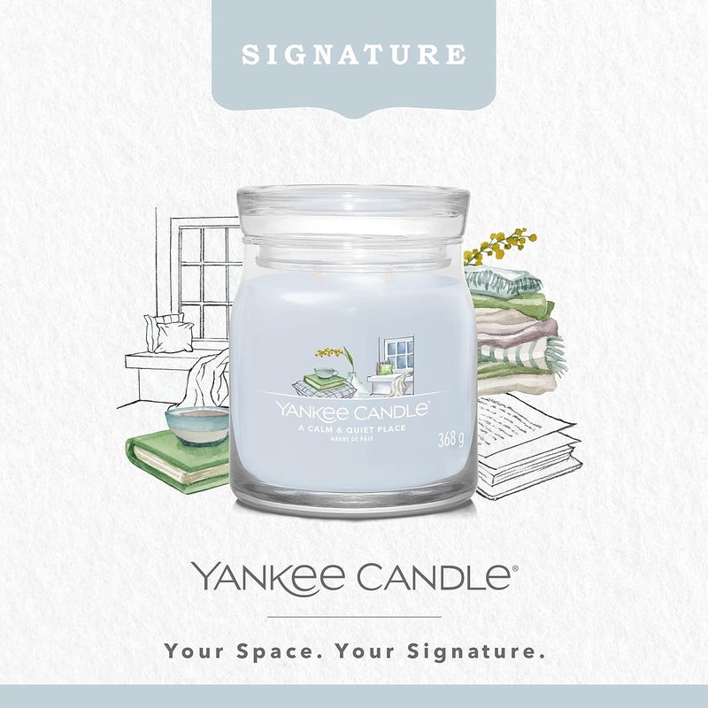 YANKEE CANDLE شمعة جرة معطرة مميزة - 368 جرام | مكان هادئ وساكن | شمعة ذات فتيلين - Image 2